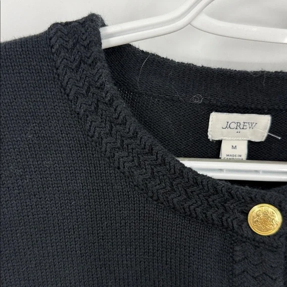 J. Crew Factory Cotton-blend Cardigan Sweater Lady Jacket gold-tone buttons M